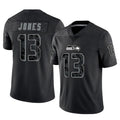 S.Seahawks #13 Ernest Jones IV Player Black Limited Reflective Home Game STECN Stitched Jerseys