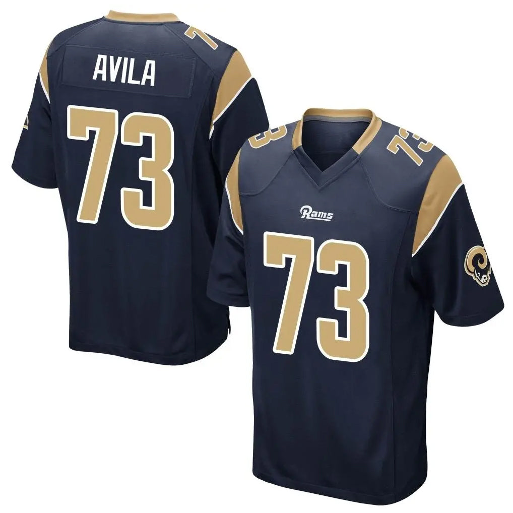 LA.Rams #73 Steve Avila Player Navy Home Game STECN Stitched Jerseys