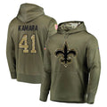 NO.Saints #41 Alvin Kamara Player Olive Salute to Service Pullover Hoodies Home Game STECN Stitched Jerseys