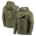 M.Dolphins #3 Chris Johnson Player Olive Salute to Service Pullover Hoodies Home Game STECN Stitched Jerseys