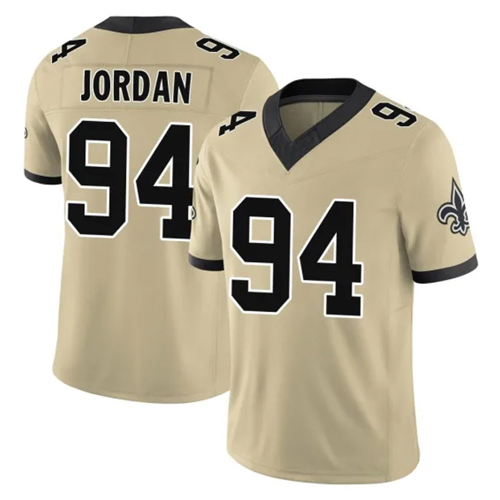 NO.Saints #94 Cameron Jordan Player Gold Limited Vapor F.U.S.E. Home Game STECN Stitched Jerseys