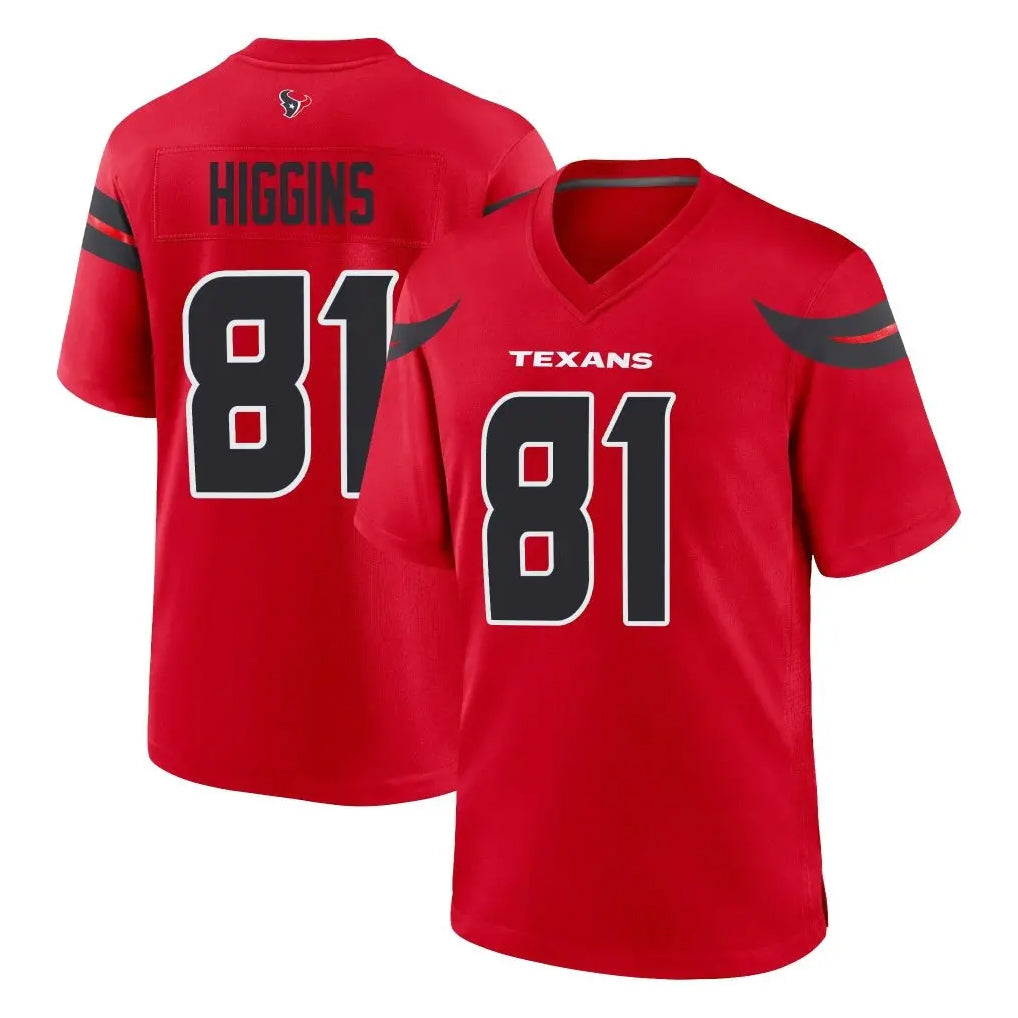 H.Texans #81 Jayden Higgins Player Red Alternate Home Game STECN Stitched Jerseys