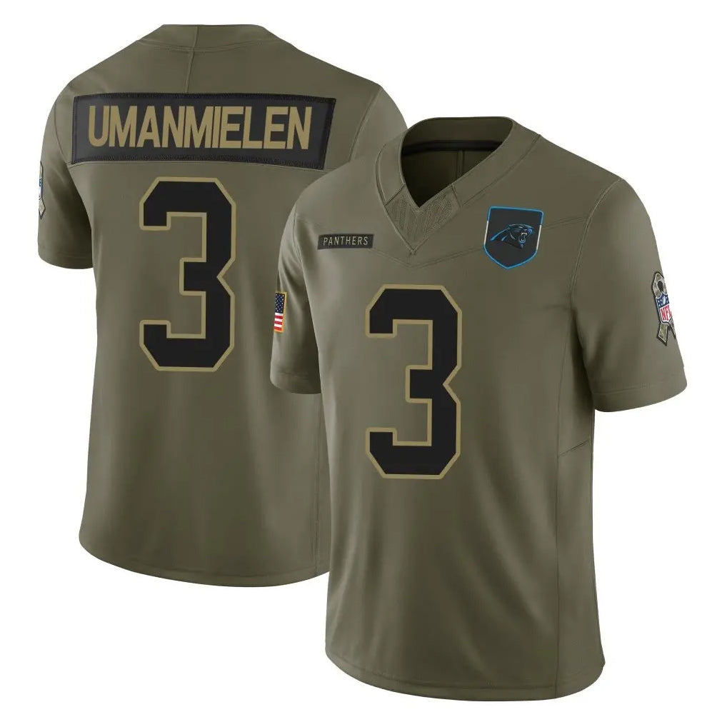 C.Panthers #3 Princely Umanmielen Player Olive 2025 Salute to Service Limited Game STECN Stitched Jerseys