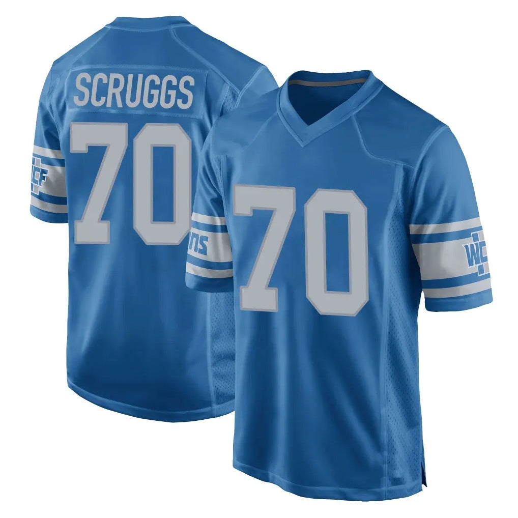 D.Lions #70 Juice Scruggs Player Blue Vapor Untouchable Throwback Game STECN Stitched Jerseys