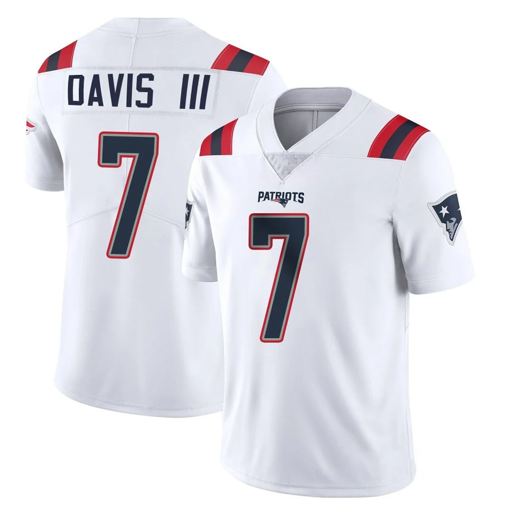 NE.Patriots #7 Carlton Davis III Player White Vapor Untouchable Home Game STECN Stitched Jerseys