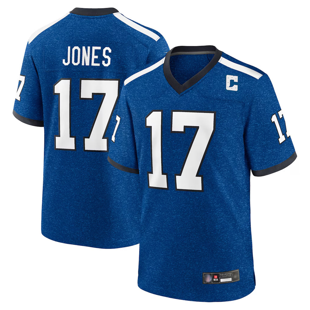 IN.Colts #17 Daniel Jones Player Royal Alternate Indiana Nights Home Game STECN Stitched Jerseys