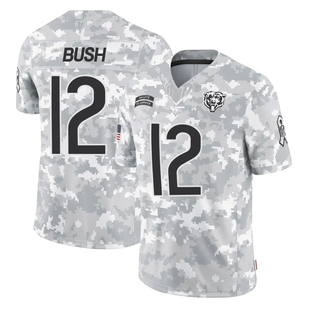 C.Bears #12 Devin Bush Player Arctic Camo Salute to Service Limited STECN Stitched Jerseys