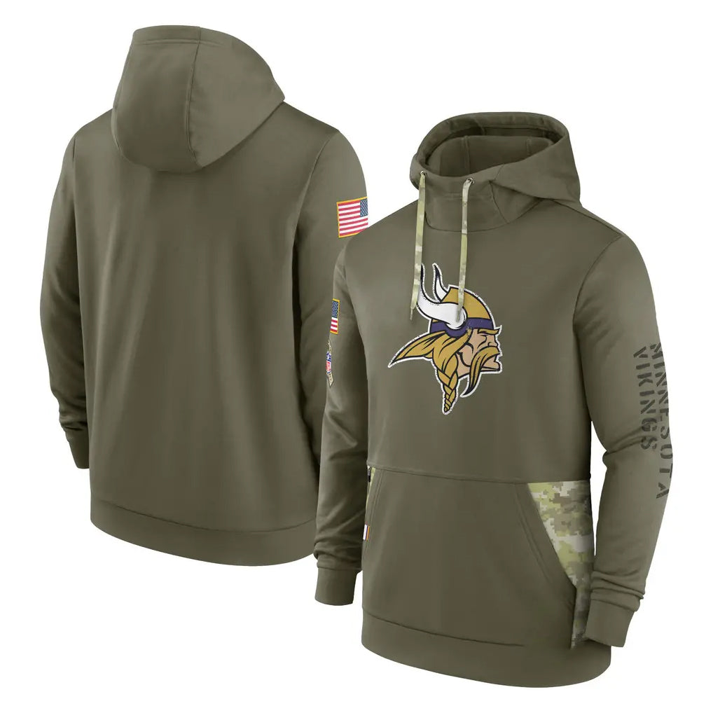 M.Vikings ## Vikings Blank Player Olive Salute to Service Pullover Hoodies STECN Stitched Jerseys
