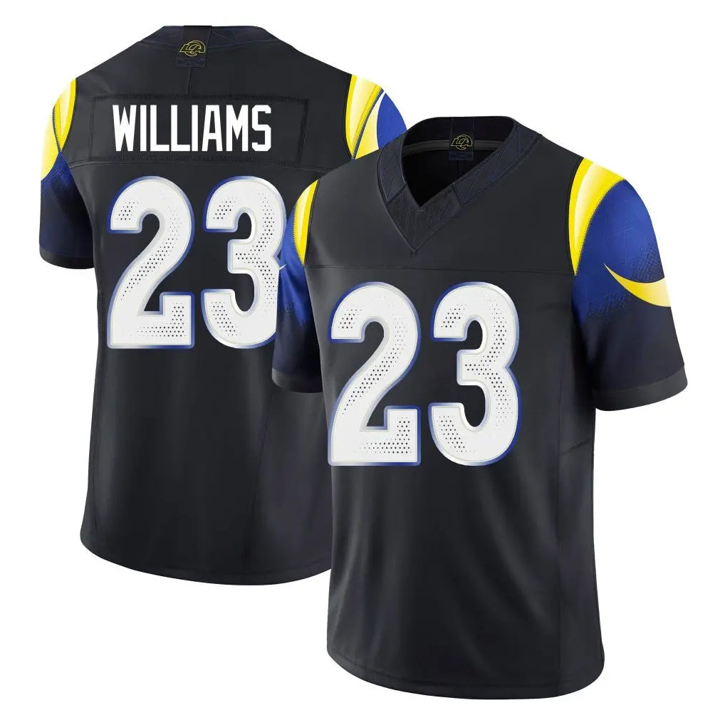 LA.Rams #23 Kyren Williams Player Black Midnight Rivalries Collection Limited Home Game STECN Stitched Jerseys