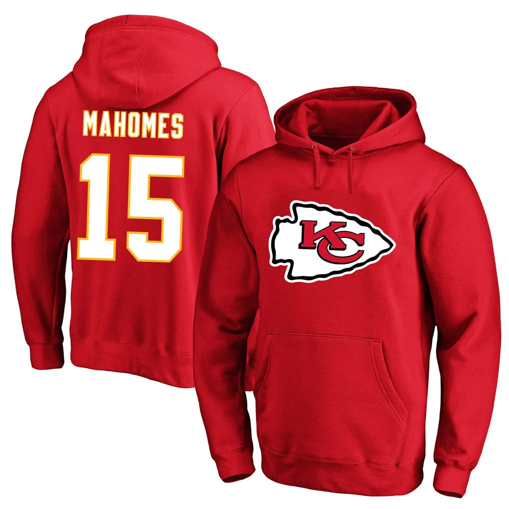 KC.Chiefs #15 Patrick Mahomes Player Red Pullover Hoodies Limited STECN Stitched Jerseys