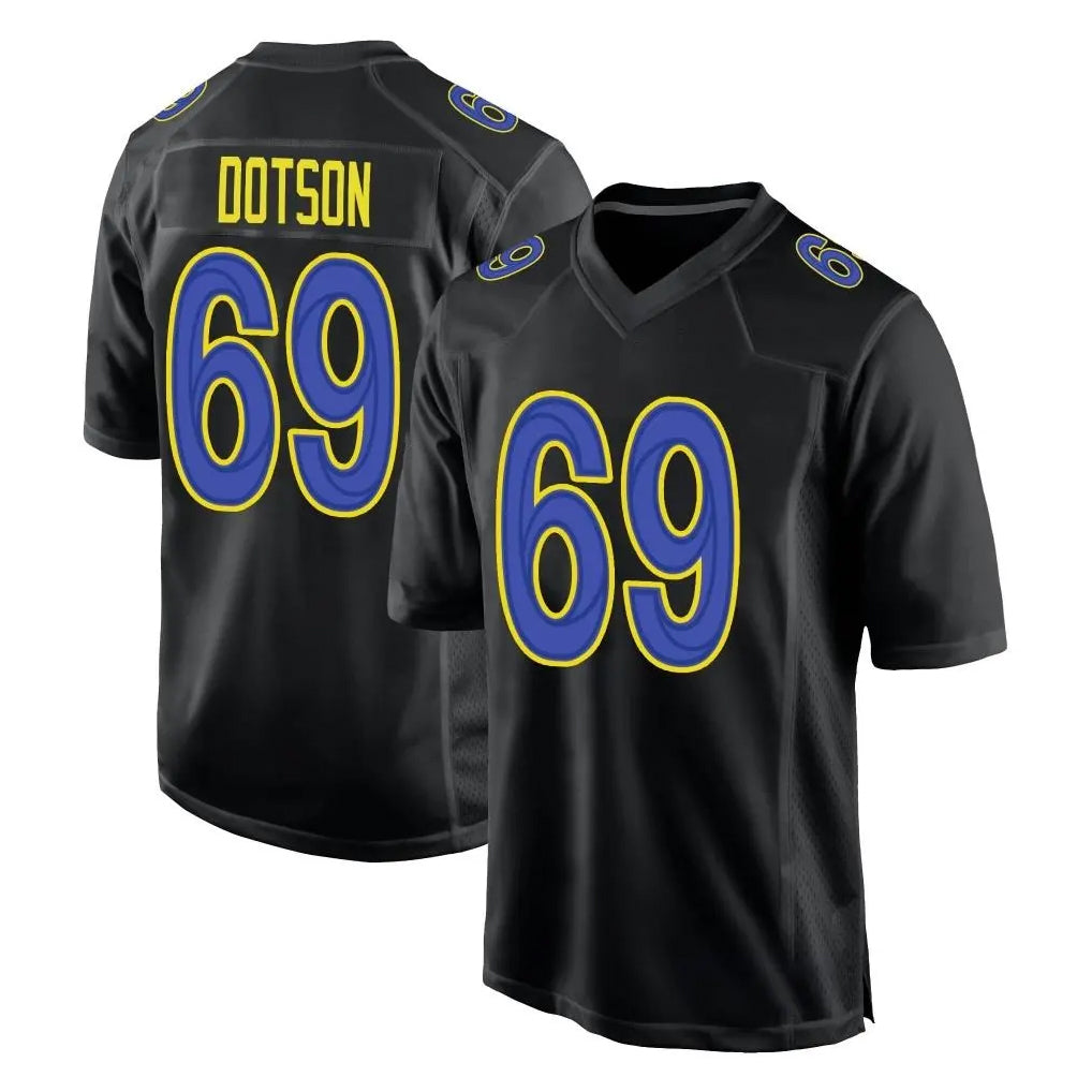 LA.Rams #69 Kevin Dotson Player Black Fashion Limited Home Game STECN Stitched Jerseys