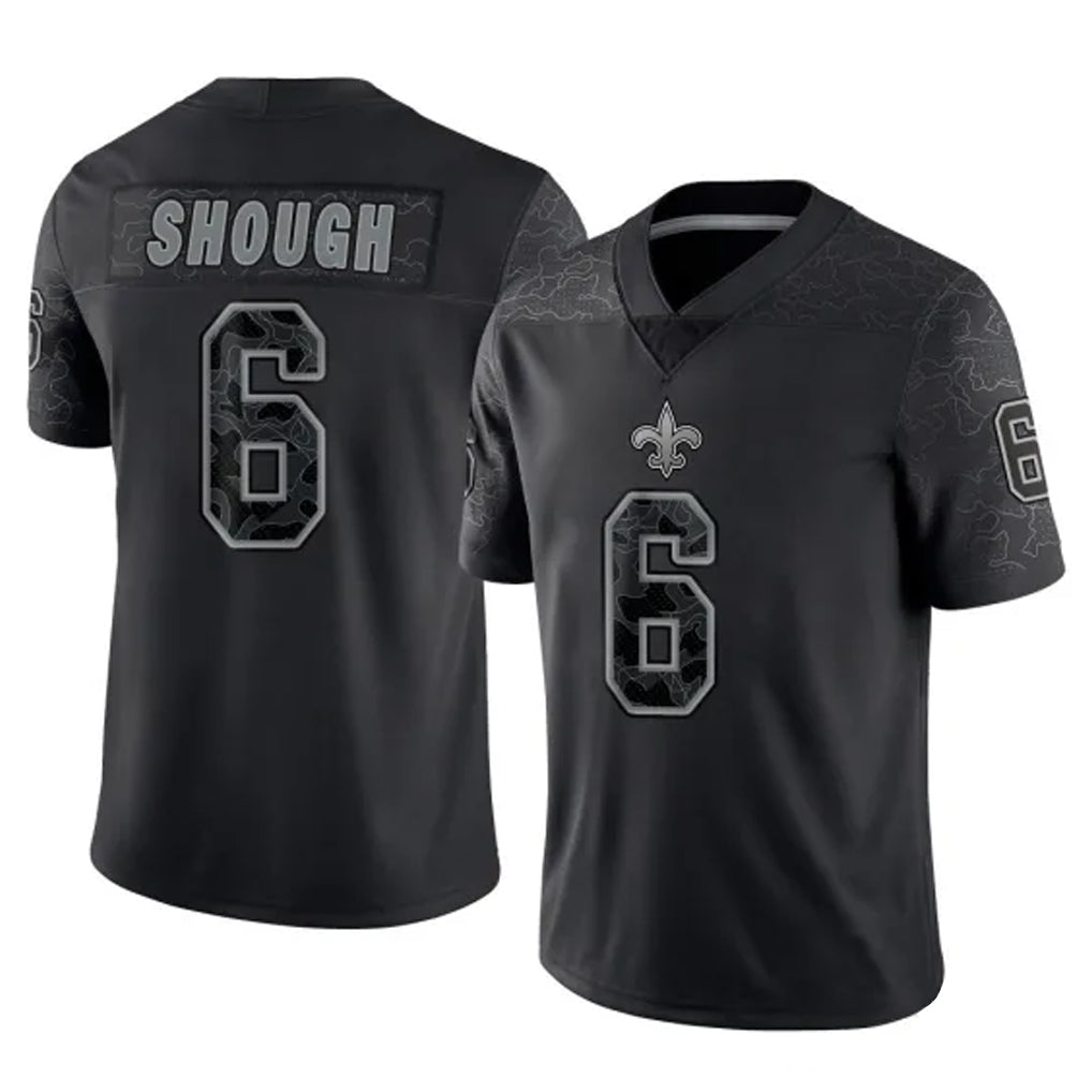 NO.Saints #6 Tyler Shough Player Black Limited Reflective Home Game STECN Stitched Jerseys