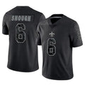 NO.Saints #6 Tyler Shough Player Black Limited Reflective Home Game STECN Stitched Jerseys