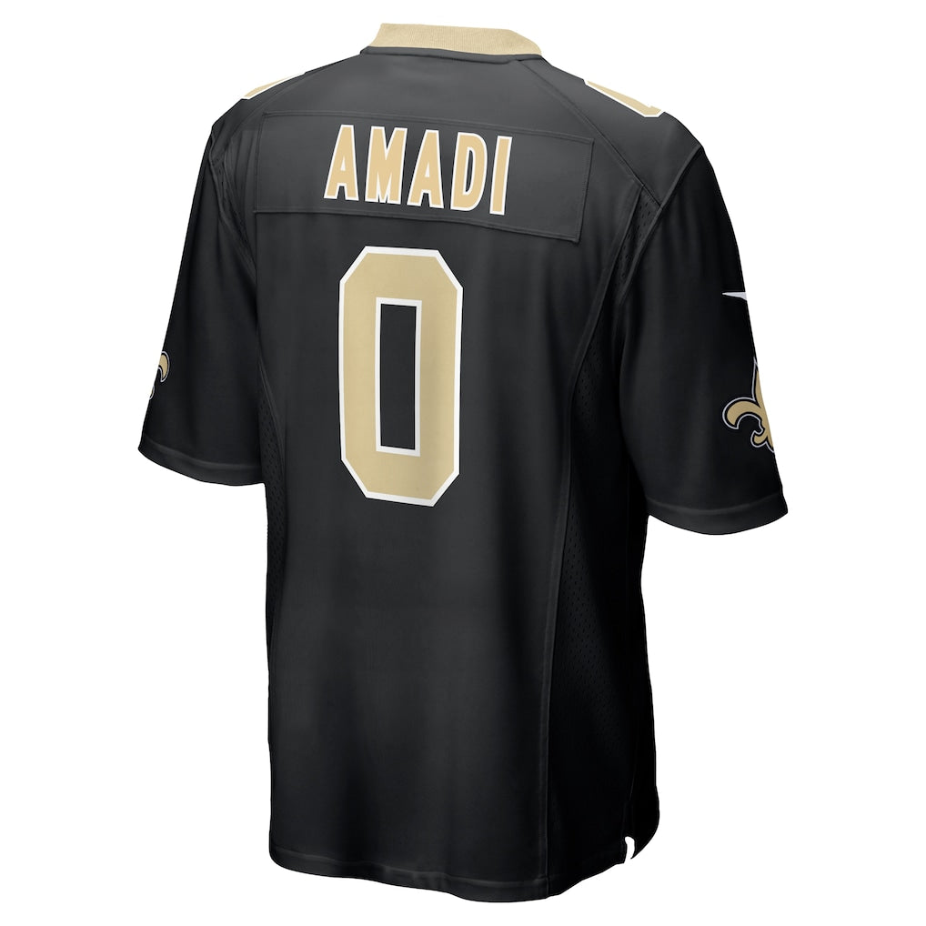 STECN NO.Saints #0 Ugo Amadi Black Team Game Jersey