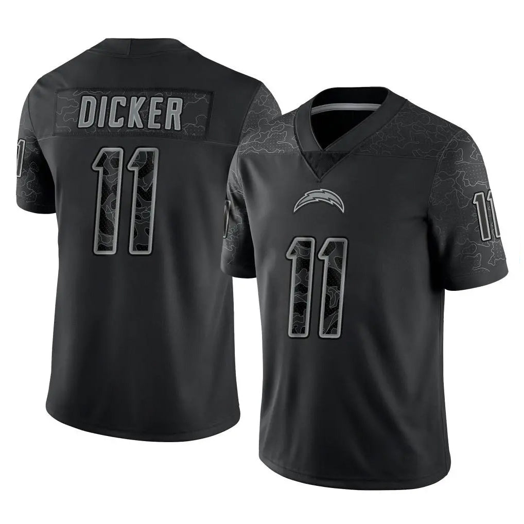 LA.Chargers #11 Cameron Dicker Player Black Limited Reflective Home Game STECN Stitched Jerseys