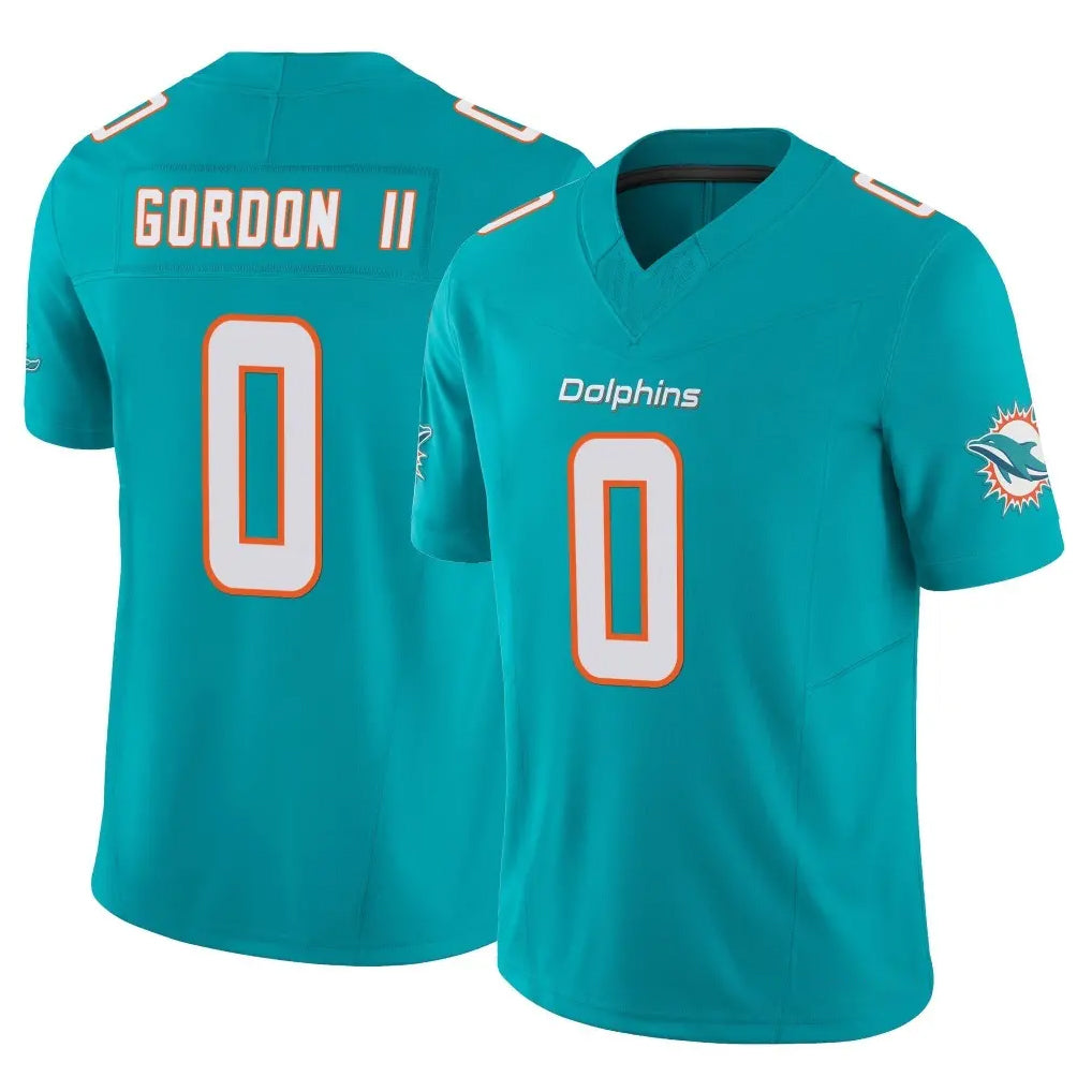 M.Dolphins #0 Ollie Gordon II Player Aqua Limited Vapor F.U.S.E. Home Game STECN Stitched Jerseys