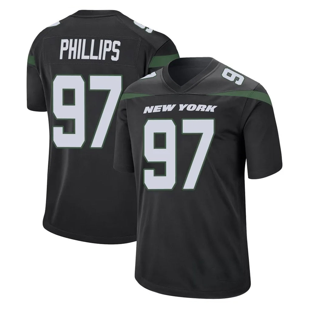 NY.Jets #97 Harrison Phillips Player Stealth Black Home Game STECN Stitched Jerseys