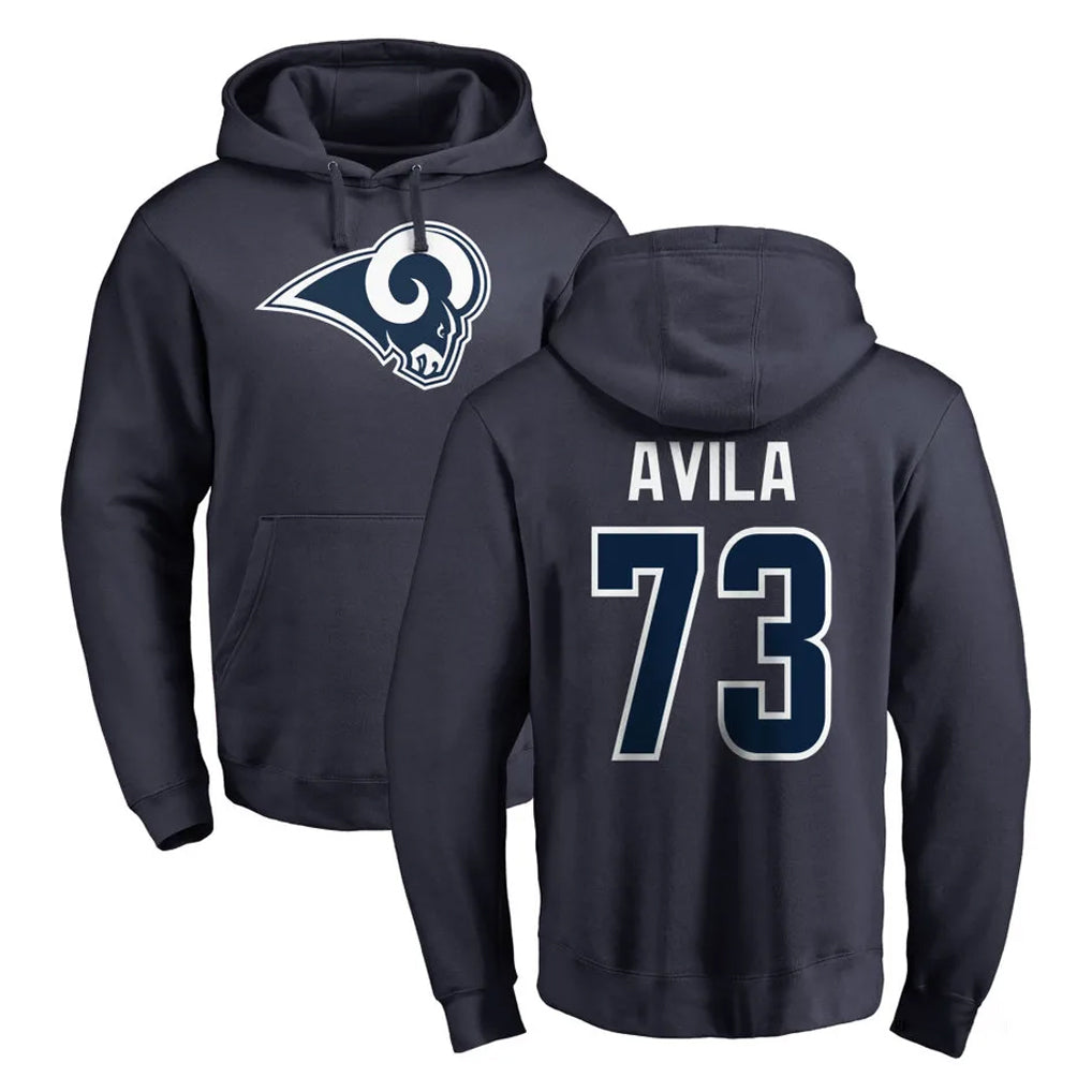 LA.Rams #73 Steve Avila Player Navy Pullover Hoodie Limited Game STECN Stitched Jerseys