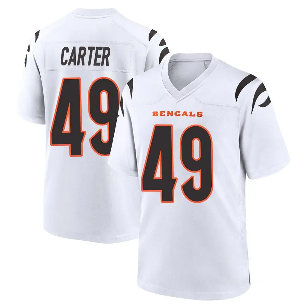C.Bengals #49 Barrett Carter Player White Home Game STECN Stitched Jerseys