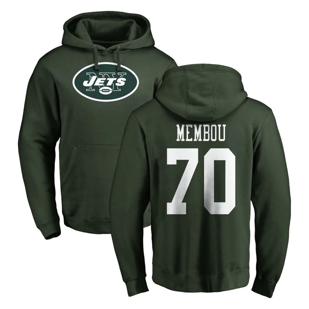NY.Jets #70 Armand Membou Player Green LOGO Pullover Hoodies Limited Game STECN Stitched Jerseys