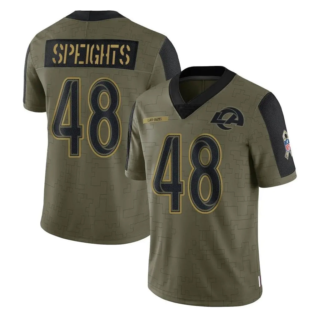 LA.Rams #48 Omar Speights Player Olive Salute To Service Limited Game STECN Stitched Jerseys