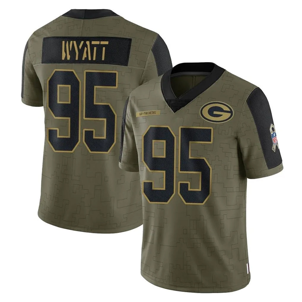 GB.Packers #95 Devonte Wyatt Player Olive Salute To Service Limited Game STECN Stitched Jerseys