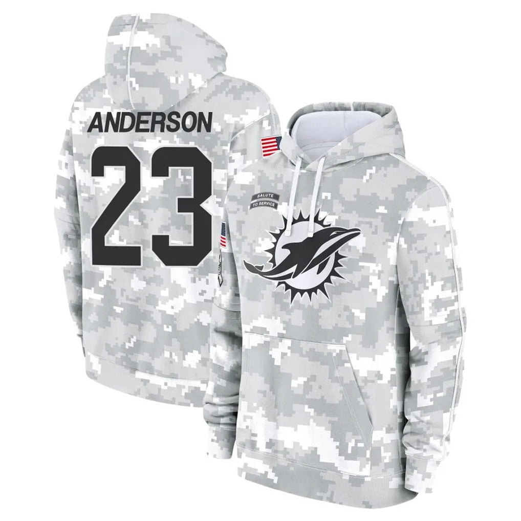 M.Dolphins #23 Zayne Anderson Player Arctic Camo Salute to Service Hoodies Limited Game STECN Stitched Jerseys