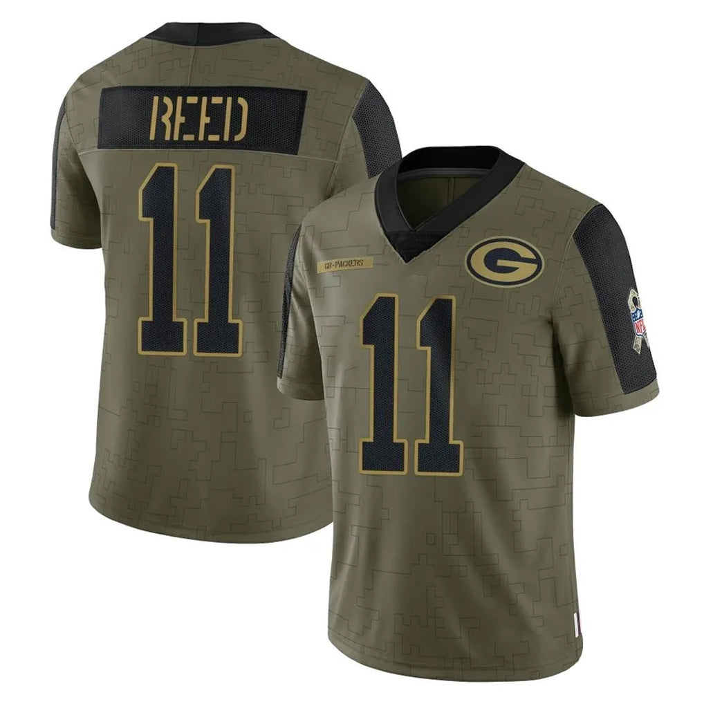 GB.Packers #11 Jayden Reed Player Olive Salute To Service Limited Game STECN Stitched Jerseys