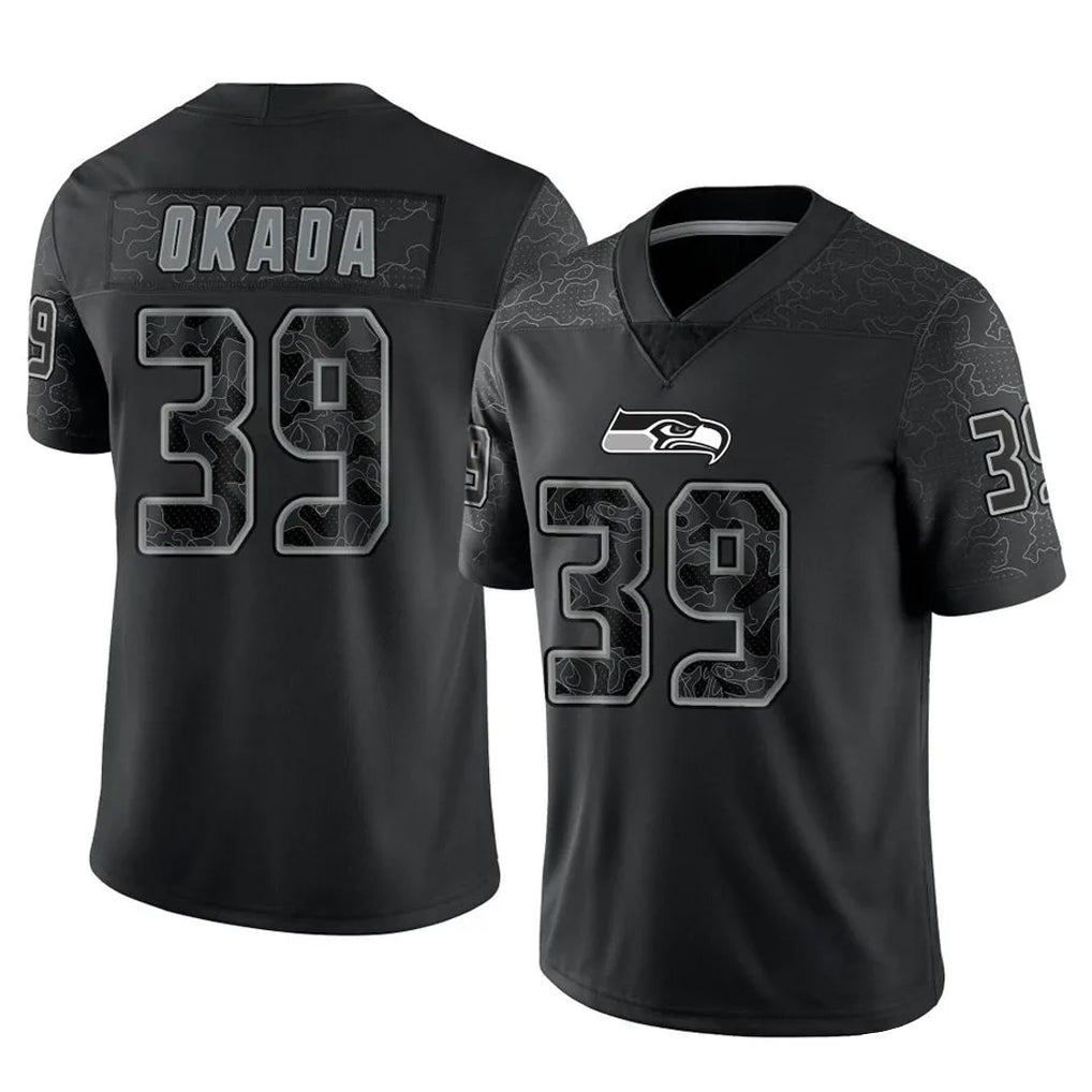 S.Seahawks #39 Ty Okada Player Black Limited Reflective Home Game STECN Stitched Jerseys