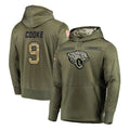 J.Jaguars #9 Logan Cooke Player Olive Salute to Service Pullover Hoodies Home Game STECN Stitched Jerseys