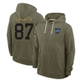 D.Lions #87 Sam LaPorta Player Olive Salute to Service Pullover Hoodies Limited STECN Stitched Jerseys