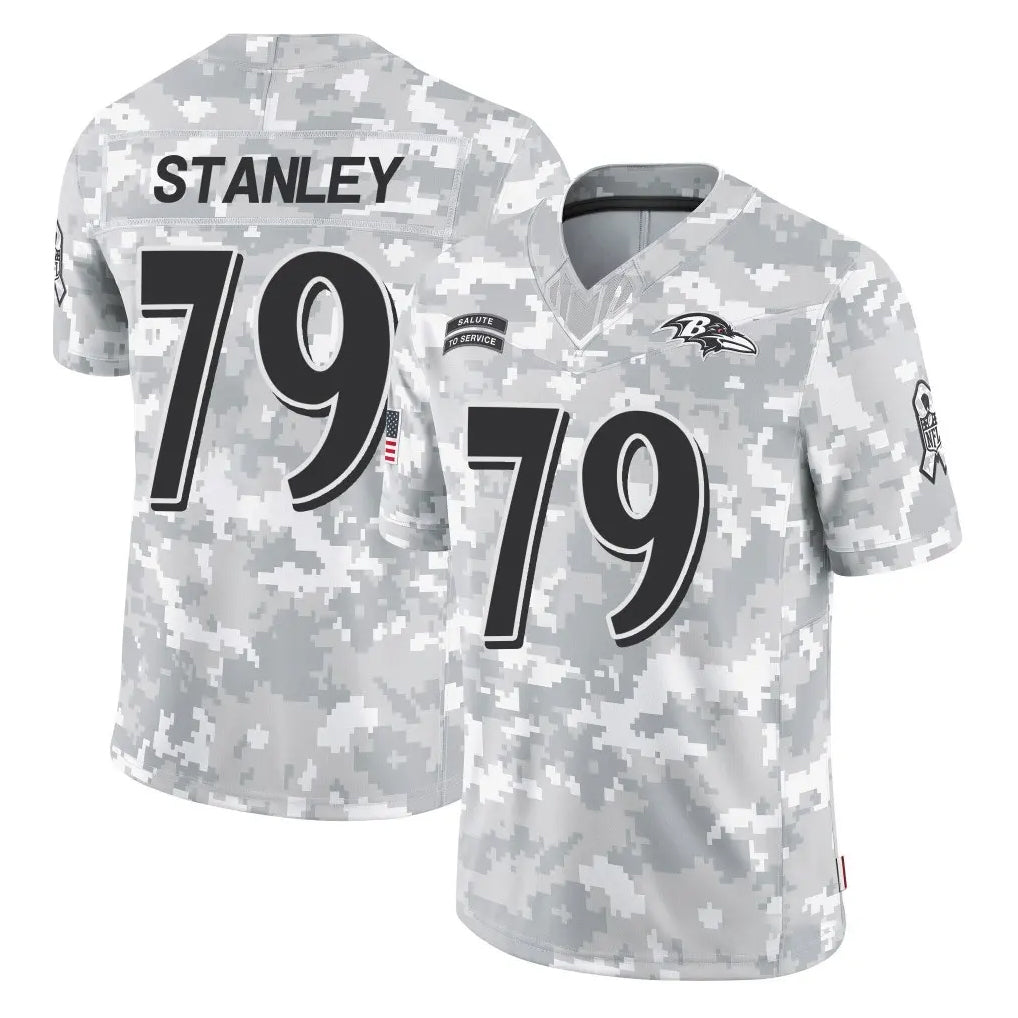 B.Ravens #79 Ronnie Stanley Player Arctic Camo Salute to Service Limited STECN Stitched Jerseys