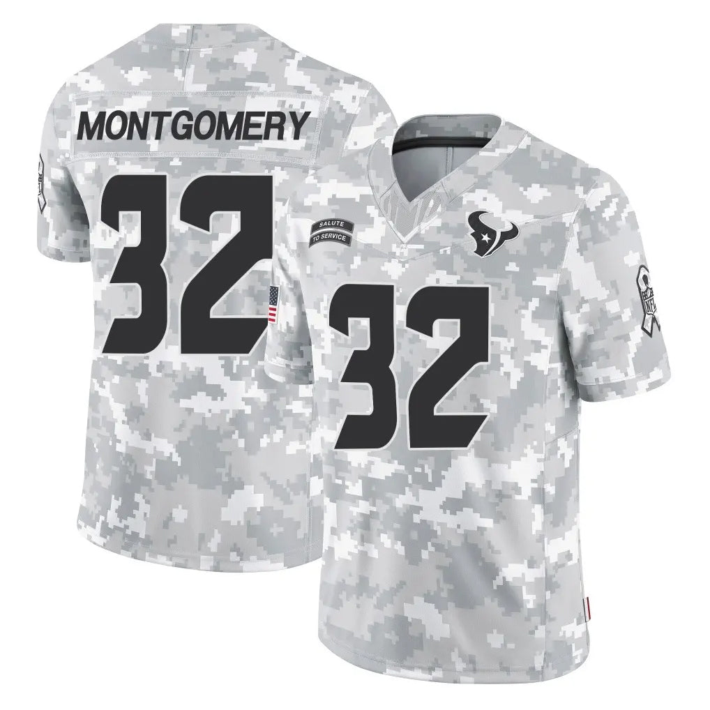 H.Texans #32 David Montgomery Player Arctic Camo Salute To Service Limited Game STECN Stitched Jerseys