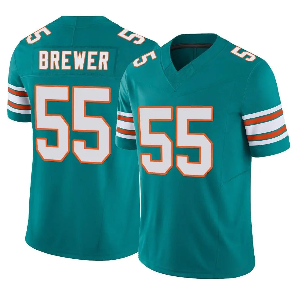M.Dolphins #55 Aaron Brewer Player Aqua Limited Alternate Vapor F.U.S.E. Home Game STECN Stitched Jerseys