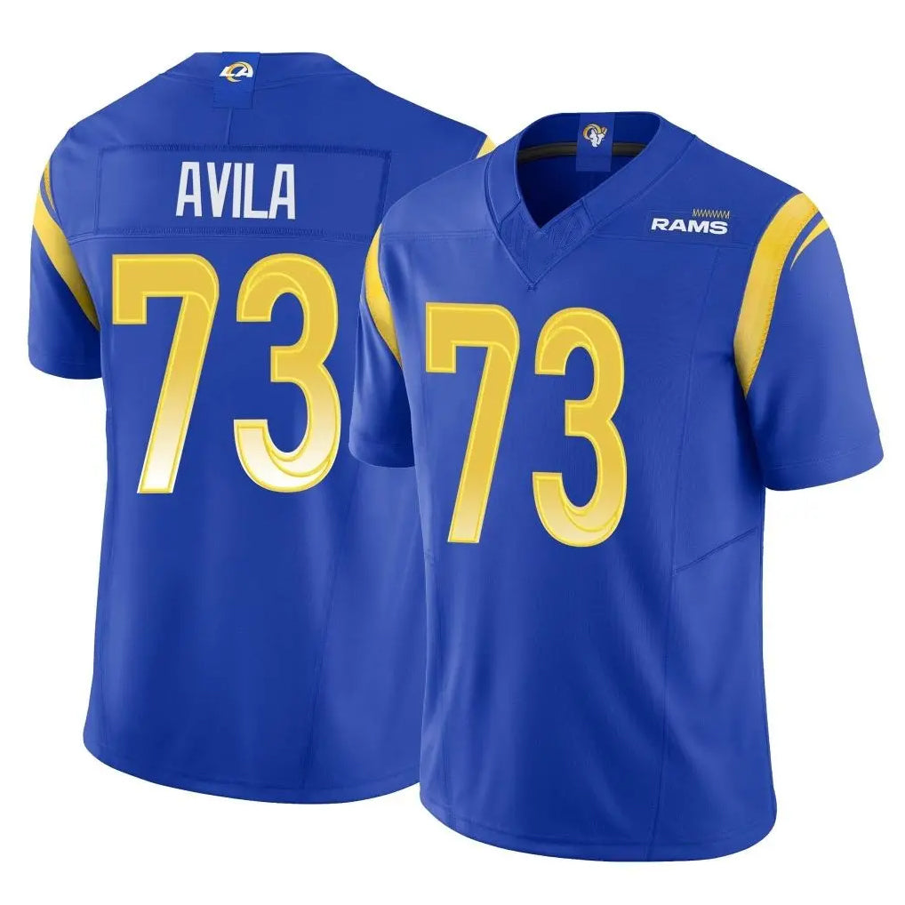 LA.Rams #73 Steve Avila Player Royal Limited Vapor F.U.S.E. Home Game STECN Stitched Jerseys