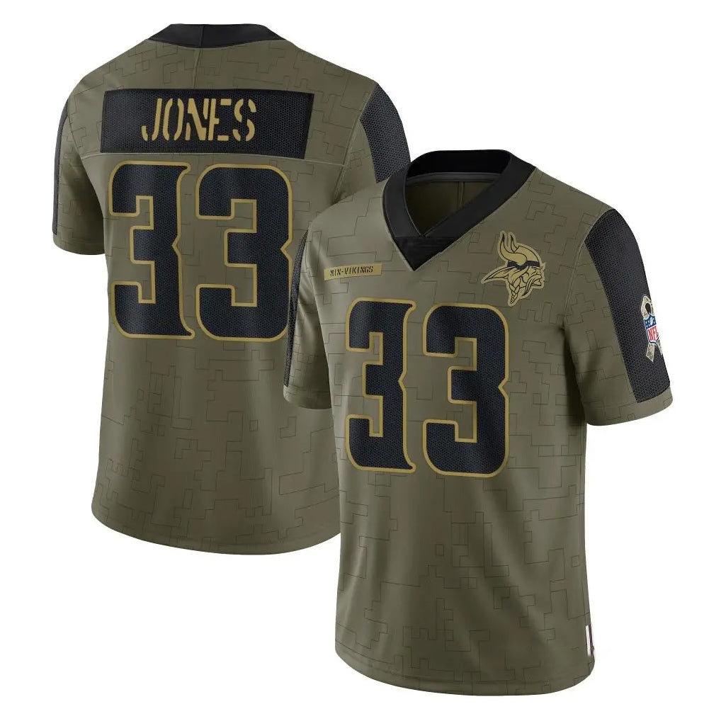 M.Vikings #33 Aaron Jones Sr. Player Olive Salute To Service Limited Game STECN Stitched Jerseys