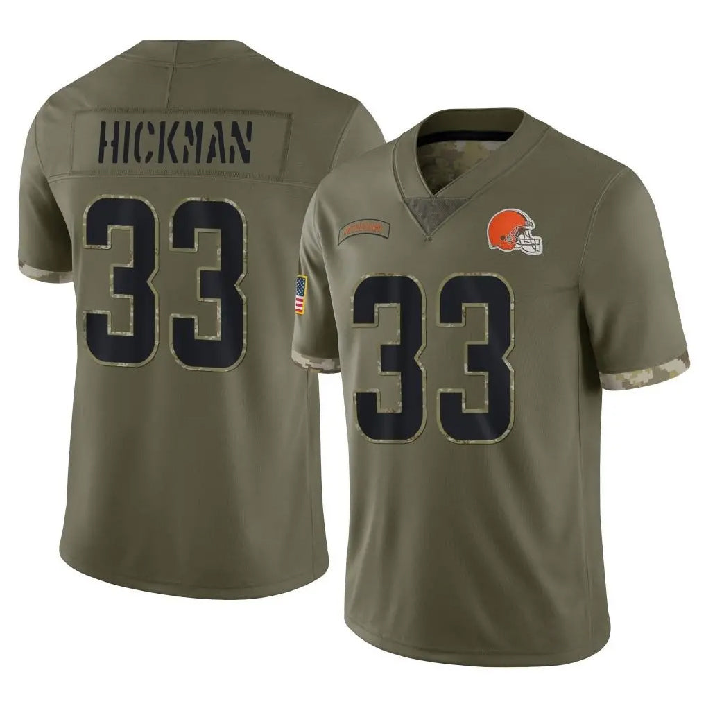 C.Browns #33 Ronnie Hickman Player Olive Salute to Service Limited Game STECN Stitched Jerseys