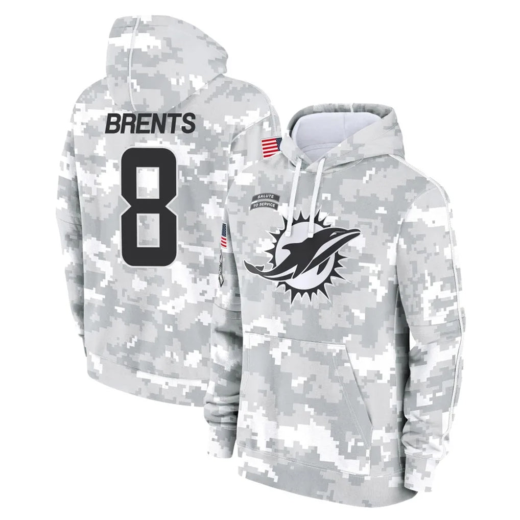 M.Dolphins #8 JuJu Brents Player Arctic Camo Salute to Service Hoodies Limited Game STECN Stitched Jerseys