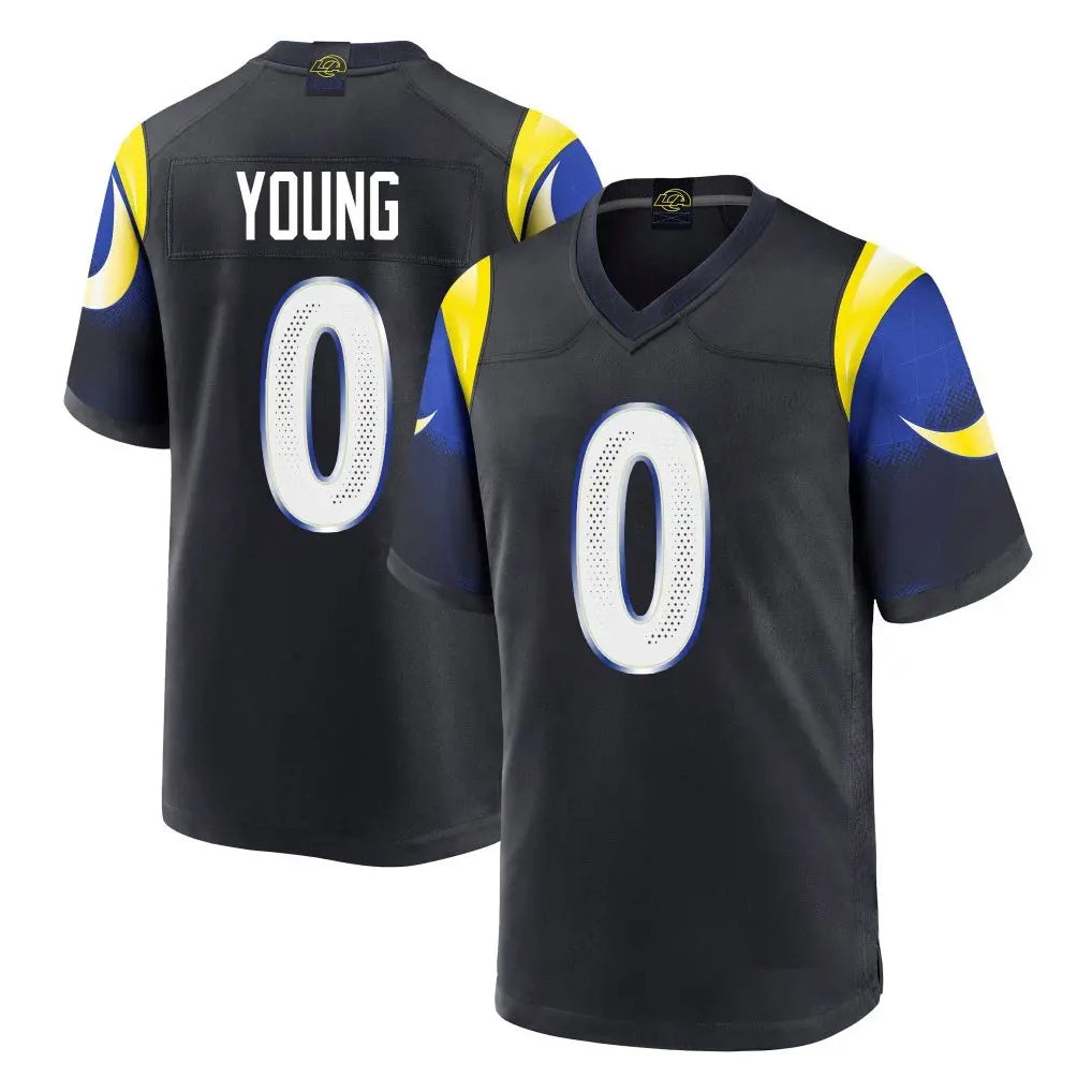 LA.Rams #0 Byron Young Player Black Midnight Rivalries Collection Home Game STECN Stitched Jerseys
