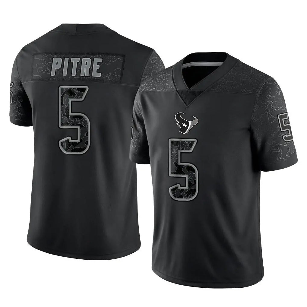 H.Texans #5 Jalen Pitre Player Black Reflective Limited Game Stitched Jerseys