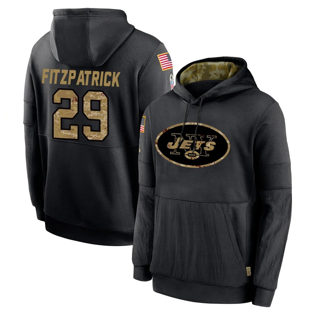 NY.Jets #29 Minkah Fitzpatrick Player Black Salute to Service Hoodies Limited Game STECN Stitched Jerseys