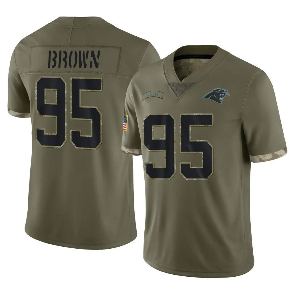C.Panthers #95 Derrick Brown Player Olive Salute to Service Game STECN Stitched Jerseys