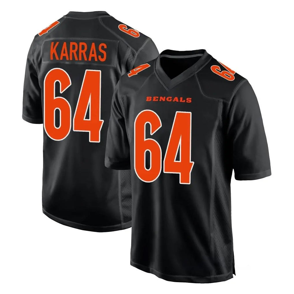 C.Bengals #64 Ted Karras Player Black Fashion Game STECN Stitched Jerseys