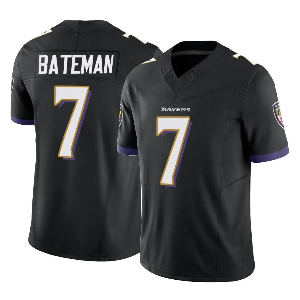 B.Ravens #7 Rashod Bateman Player Black Vapor F.U.S.E. Limited STECN Stitched Jerseys