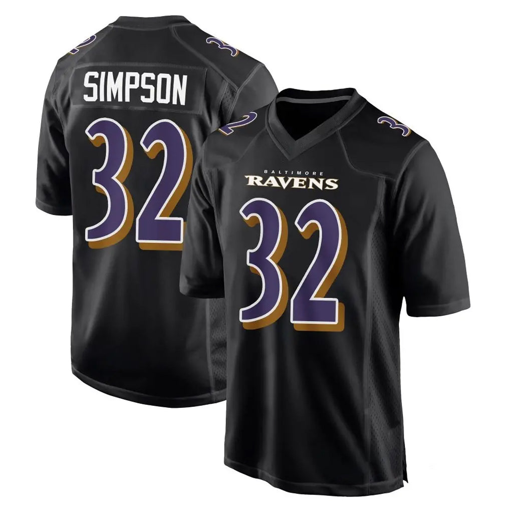 B.Ravens #32 Trenton Simpson Player Black Carbon Fashion Home Game STECN Stitched Jerseys