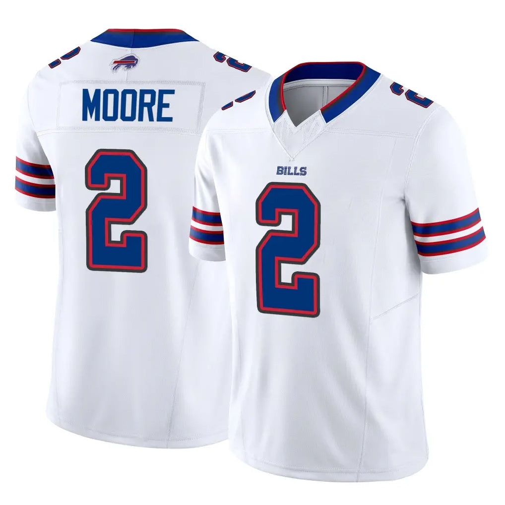 B.Bills #2 DJ Moore Player White Vapor F.U.S.E. Jersey Limited Home Game STECN Stitched Jerseys