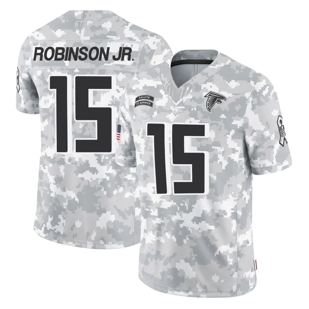 A.Falcons #15 Brian Robinson Player Camo Salute to Service Limited STECN Stitched Jerseys