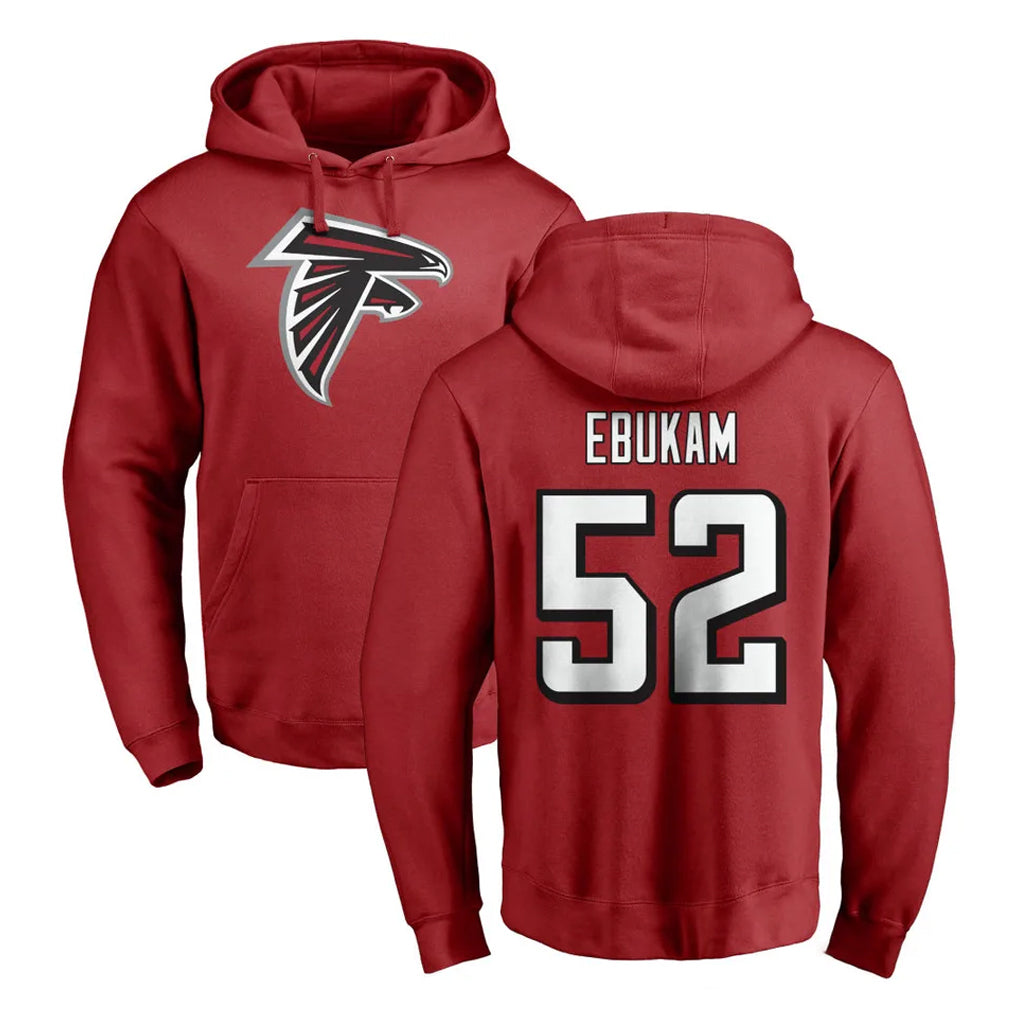 A.Falcons #52 Samson Ebukam Player Red Pullover Hoodies Home Game STECN Stitched Jerseys