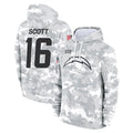 LA.Chargers #16 J.K. Scott Player Arctic Camo Salute to Service Hoodies Limited Game STECN Stitched Jerseys