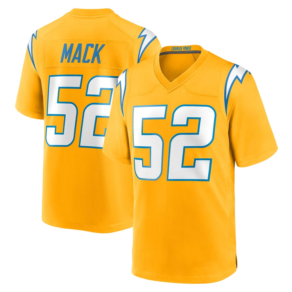 LA.Chargers #52 Khalil Mack Player Gold Home Game STECN Stitched Jerseys